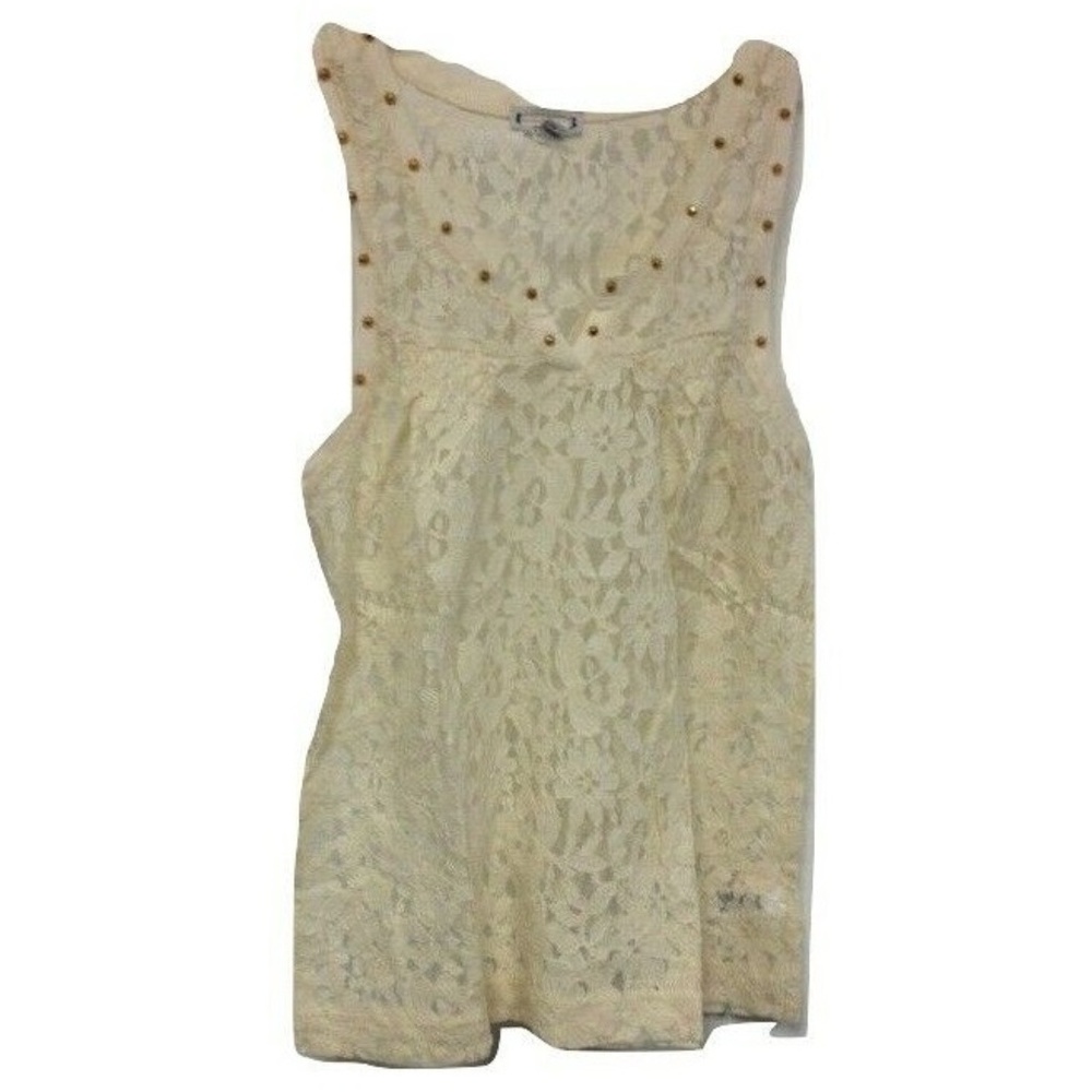 New Express Sheer Lace V-Neck Tank Top Stud Accent